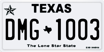 TX license plate DMG1003
