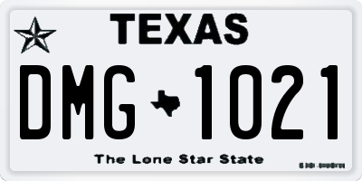 TX license plate DMG1021