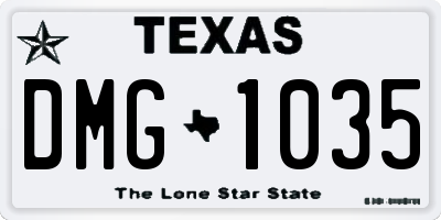 TX license plate DMG1035