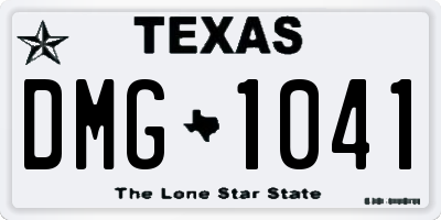 TX license plate DMG1041