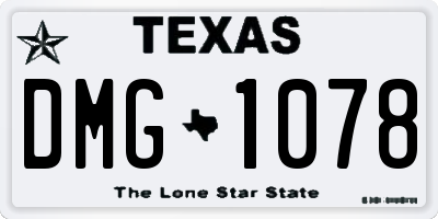 TX license plate DMG1078