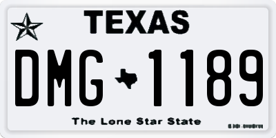TX license plate DMG1189