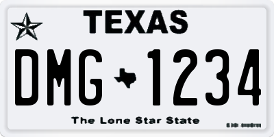 TX license plate DMG1234