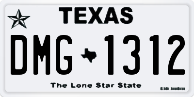 TX license plate DMG1312