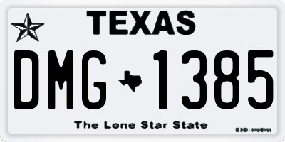 TX license plate DMG1385