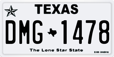 TX license plate DMG1478