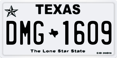 TX license plate DMG1609