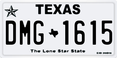 TX license plate DMG1615
