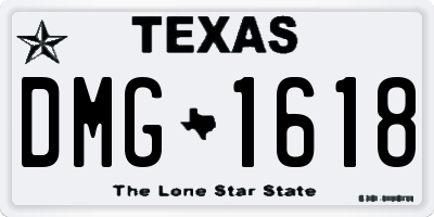 TX license plate DMG1618