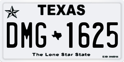 TX license plate DMG1625