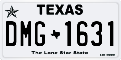 TX license plate DMG1631