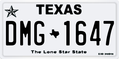 TX license plate DMG1647