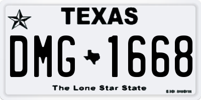 TX license plate DMG1668