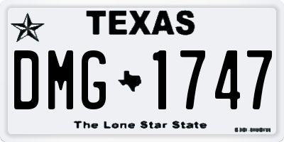 TX license plate DMG1747