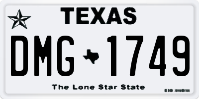 TX license plate DMG1749