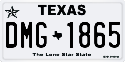 TX license plate DMG1865