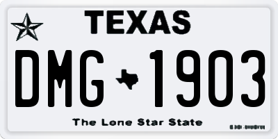 TX license plate DMG1903