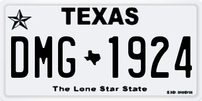 TX license plate DMG1924