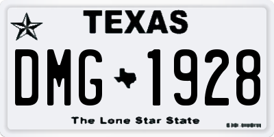 TX license plate DMG1928