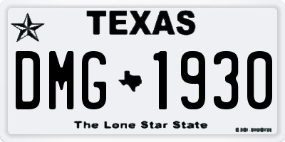 TX license plate DMG1930