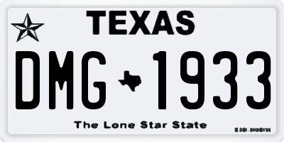 TX license plate DMG1933