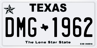TX license plate DMG1962