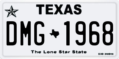 TX license plate DMG1968