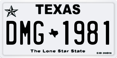 TX license plate DMG1981