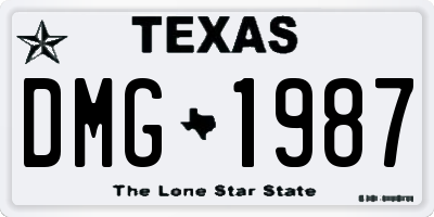 TX license plate DMG1987