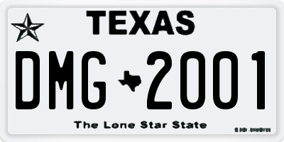 TX license plate DMG2001