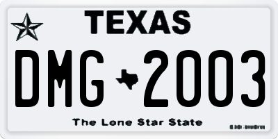 TX license plate DMG2003
