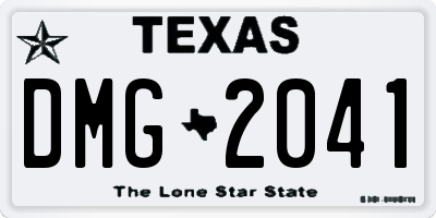 TX license plate DMG2041
