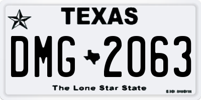 TX license plate DMG2063