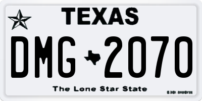 TX license plate DMG2070