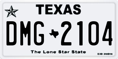 TX license plate DMG2104
