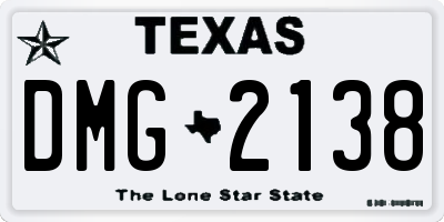 TX license plate DMG2138