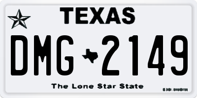 TX license plate DMG2149