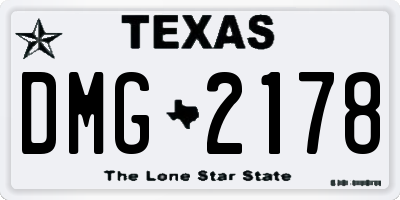 TX license plate DMG2178