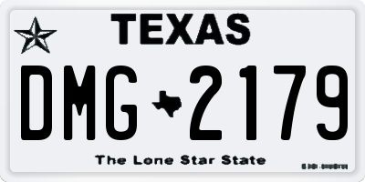 TX license plate DMG2179