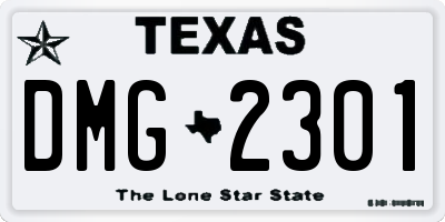 TX license plate DMG2301