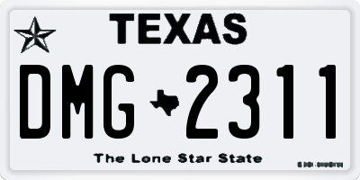 TX license plate DMG2311