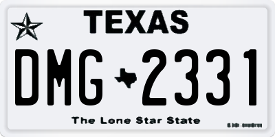 TX license plate DMG2331