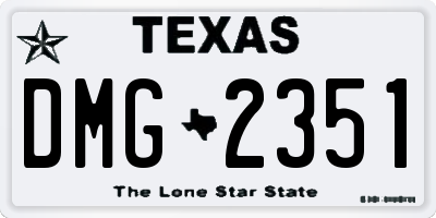 TX license plate DMG2351