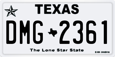 TX license plate DMG2361
