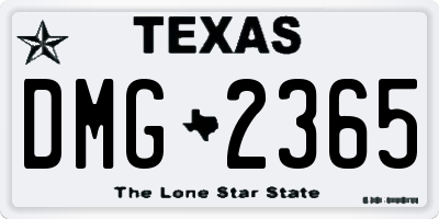 TX license plate DMG2365