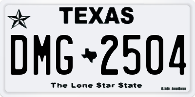 TX license plate DMG2504