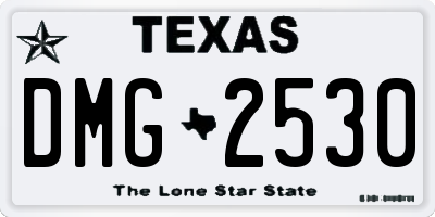 TX license plate DMG2530