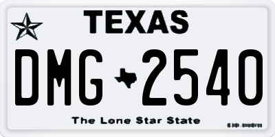 TX license plate DMG2540