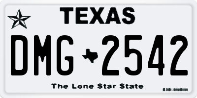 TX license plate DMG2542