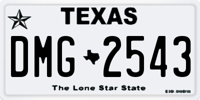 TX license plate DMG2543